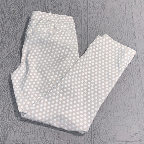 Banana Republic Cream & White Polka Dot Dress Pant - Picture 1 of 8